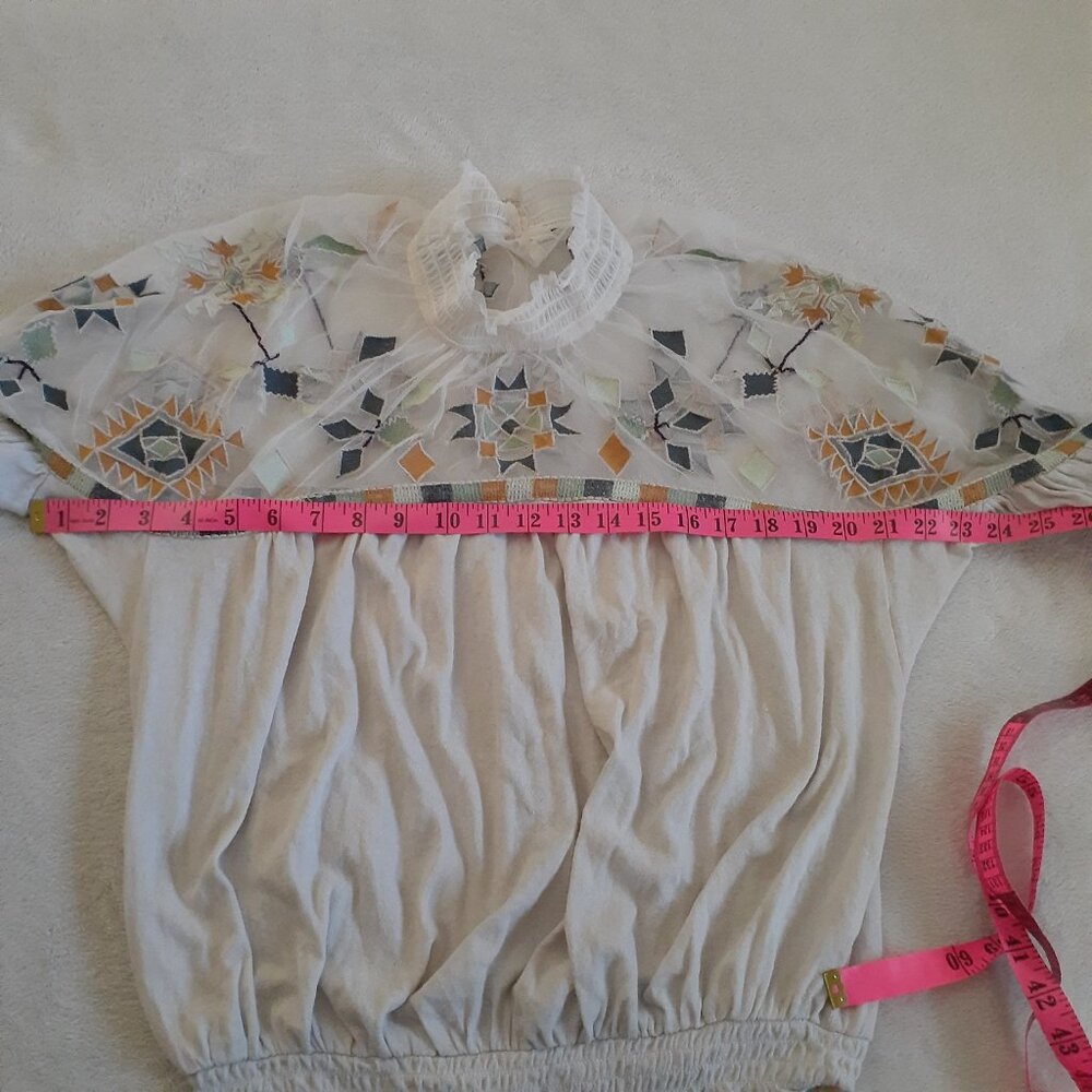 Free People Cream and Multicolor Embroidered Blouse - Picture 14 of 15
